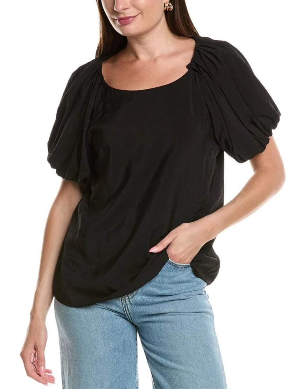 $79 Anne  Klein Plus Size  Black Blouse Puff sleeves Size XXL